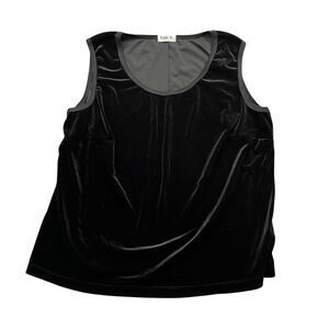 Vikki‎ Vi 1X Black Ladies Sleeveless Top Velour Acetate Blend